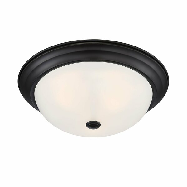 Designers Fountain 15in 3-Light Oil Rubbed Bronze Interior Ceiling Light Flush Mount with Etched Glass Shade 1257L-ORB-W